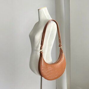 JW PEI Carly Saddle Bag Acorn Brown Croc With Box and Dust Bag